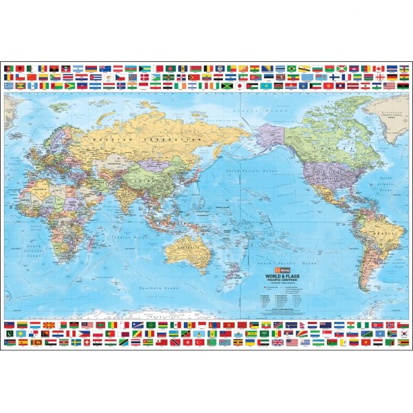 World & Flags Wall Map 9781876413804