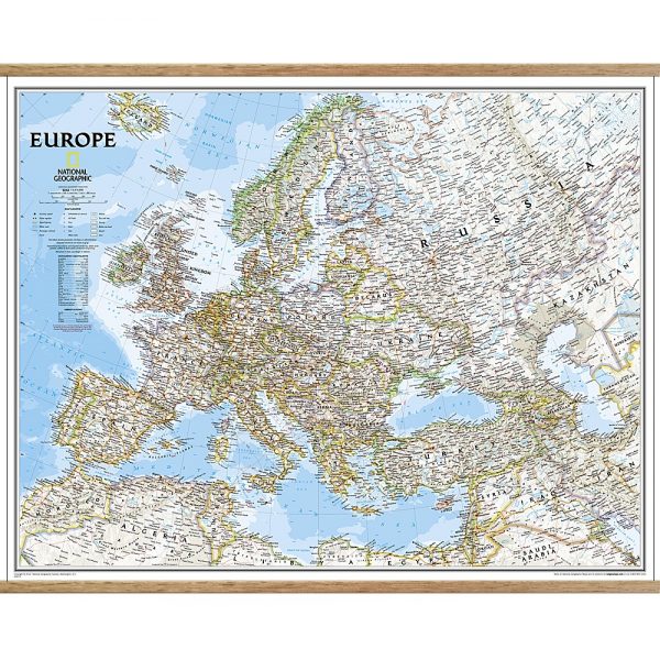 Europe Classic Wall Map on Hangers