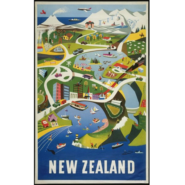 New Zealand Vintage Travel Print