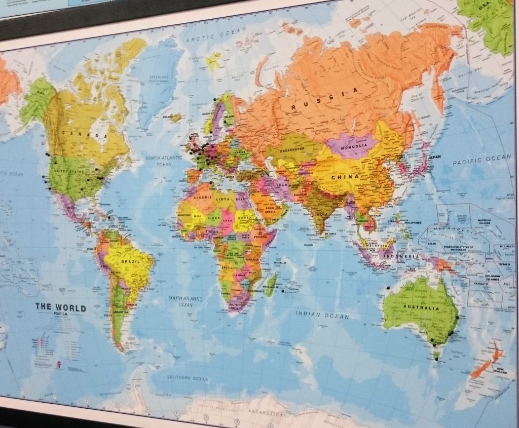 World Map Pinboard - Black Frame - Geographica