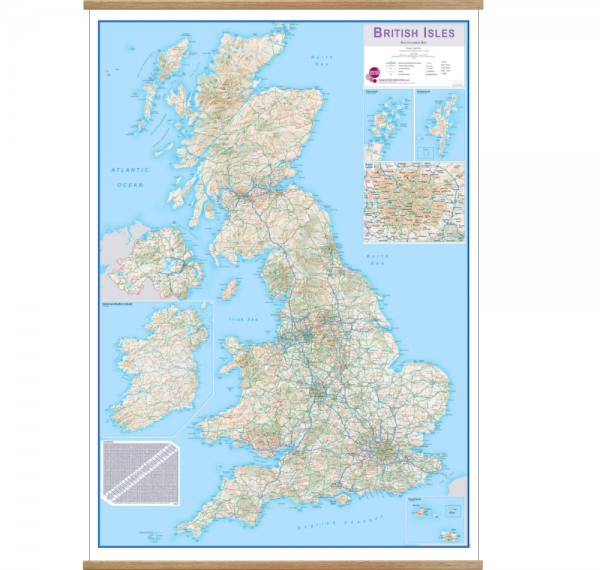 British Isles Routeplanning Wall Map on hangers