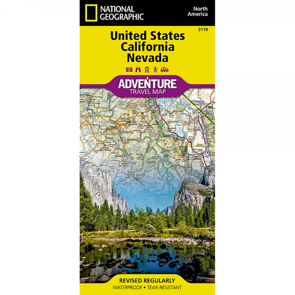 United States California Nevada Adventure Travel Map