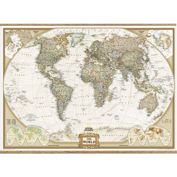 World Executive Wall Map with hangers