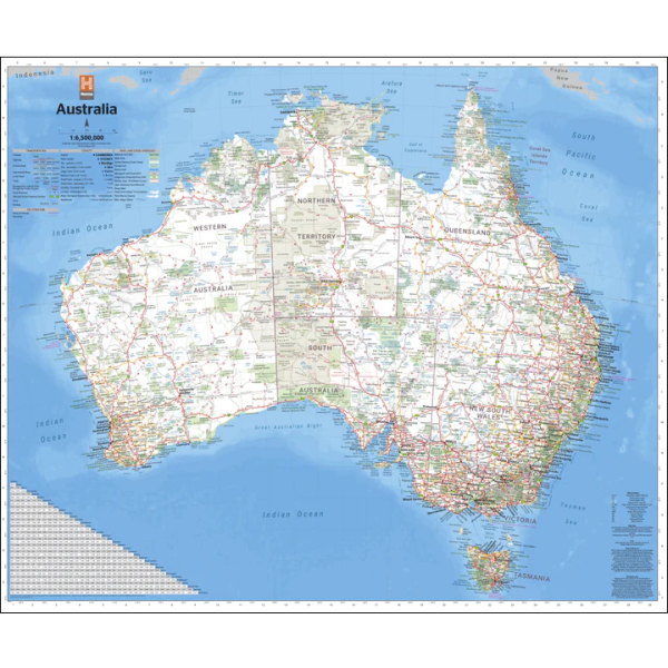 Australia Handy Laminated Wall Map - Geographica