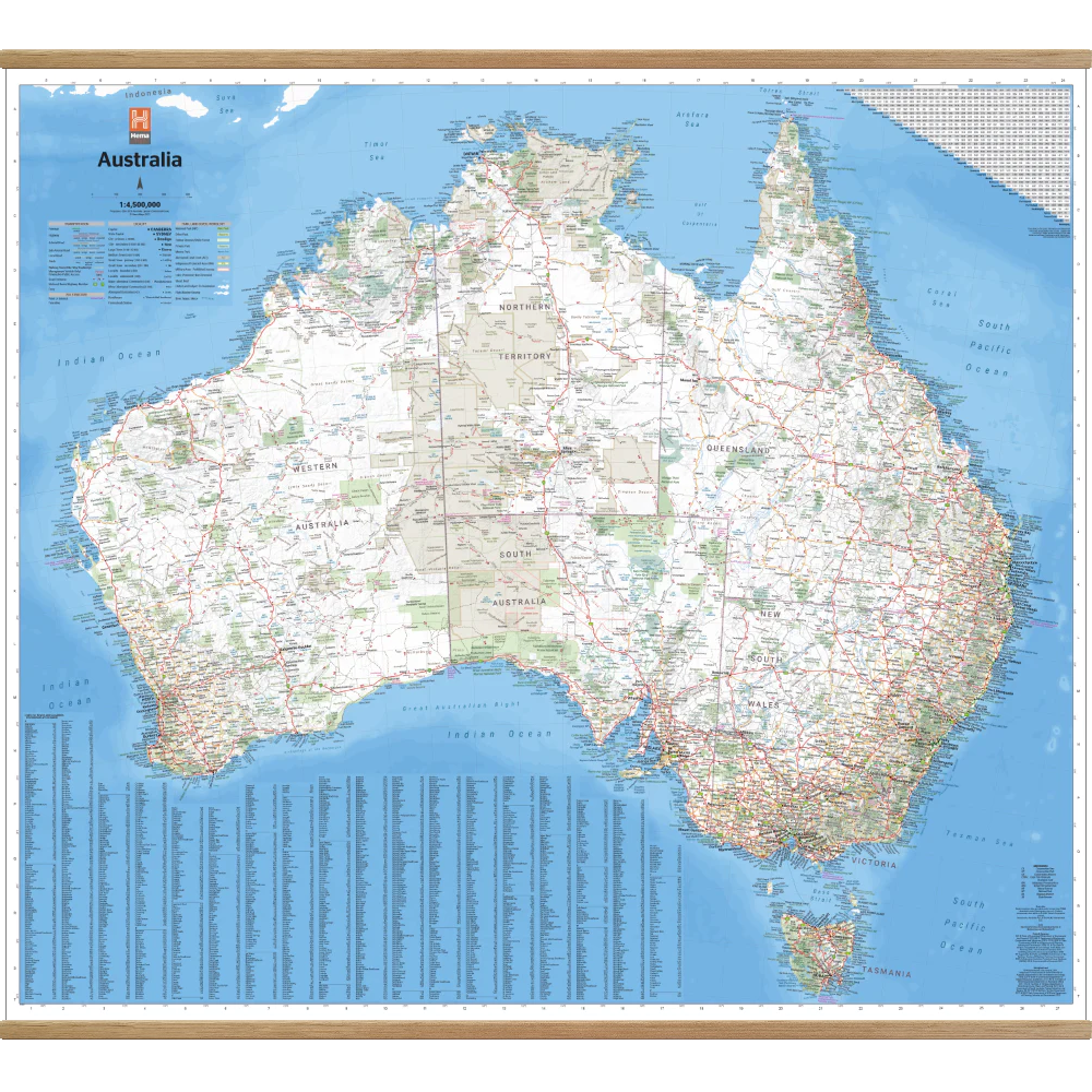 Australia Laminated Supermap on Hangers - Geographica