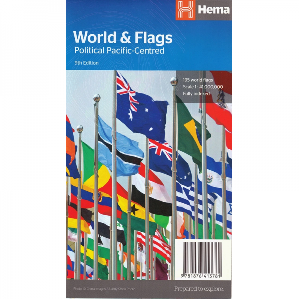 World and Flags Political Pacific Centred Map