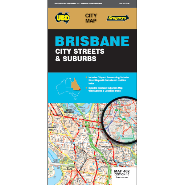 Brisbane City Streets & Suburbs Map 462 - Geographica