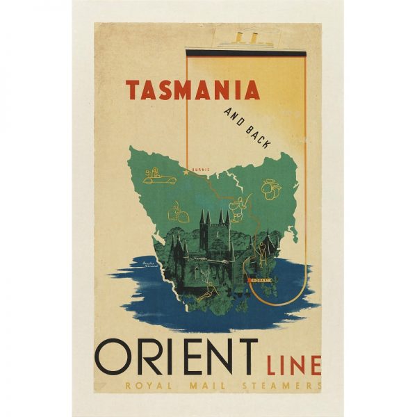 tasmania orient line vintage travel print