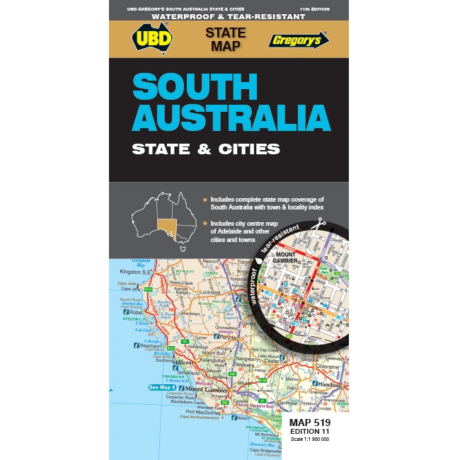 South Australia State & Cities Map 519 - Geographica