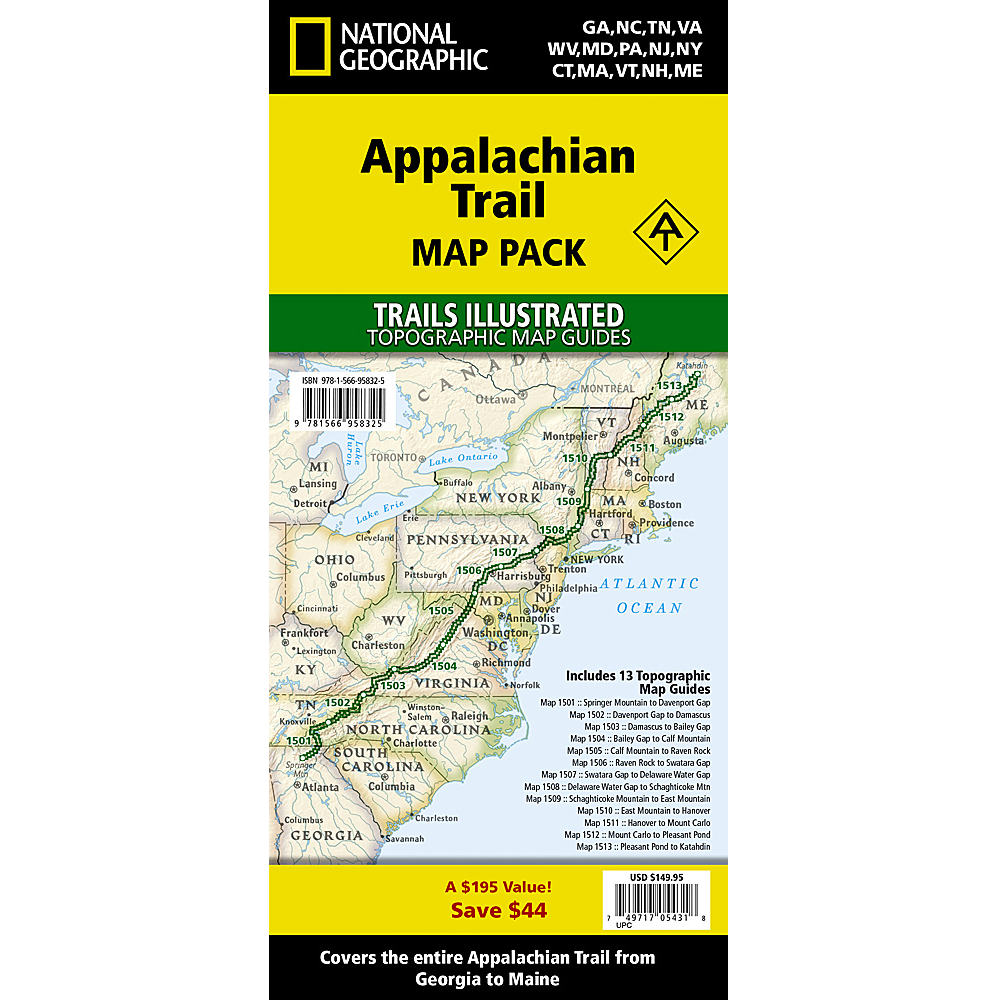 Appalachian Trail Map & Guide Pack - Geographica