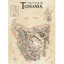Tasmania Fantasy Map Sepia