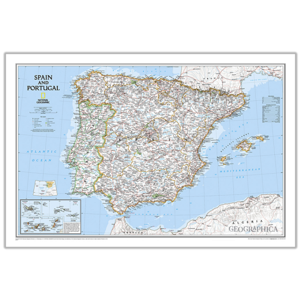 Spain & Portugal Classic Wall Map - Geographica