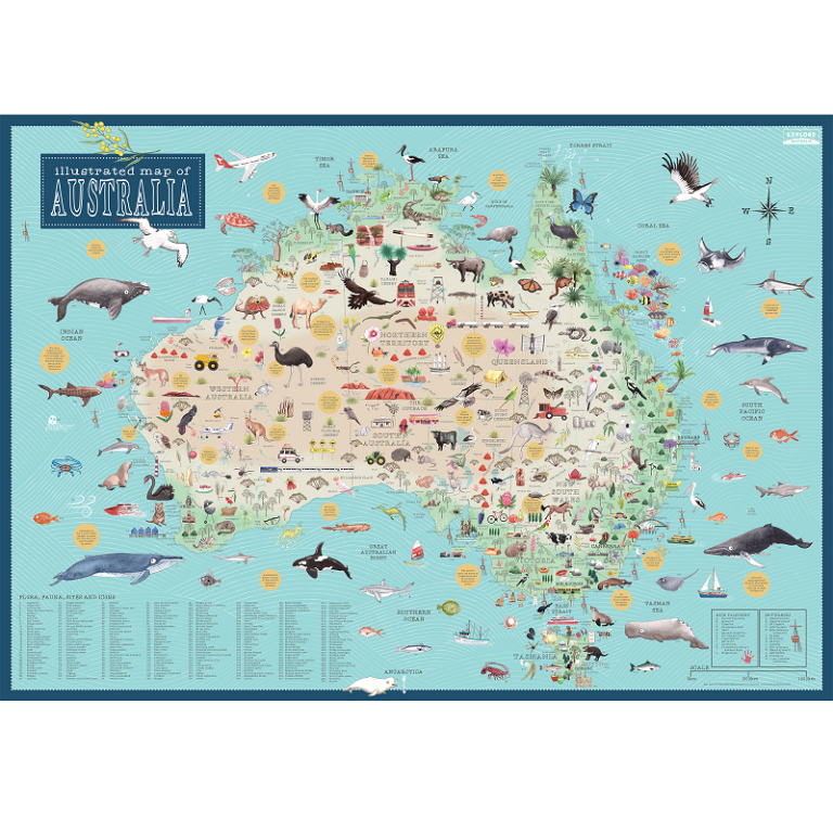 Australia Illustrated Wall Map - Geographica