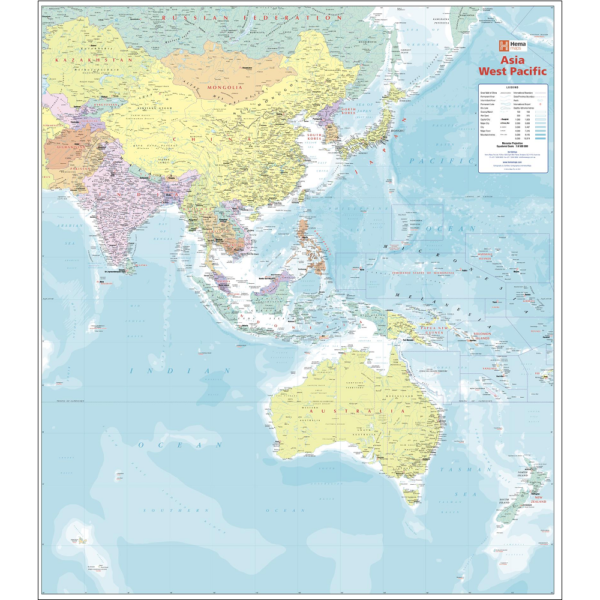 Asia West Pacific Wall Map