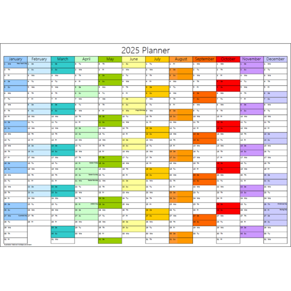 2025 Yearly Wall Planner