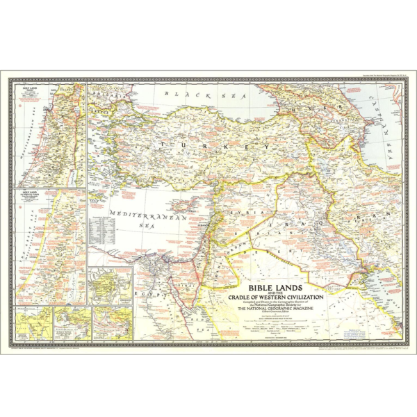 Bible Lands Palestine 1946 Wall Map