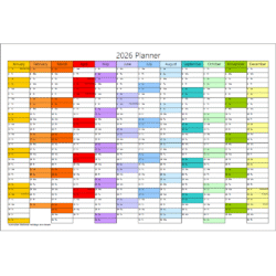 2026 Yearly Wall Planner - Bright