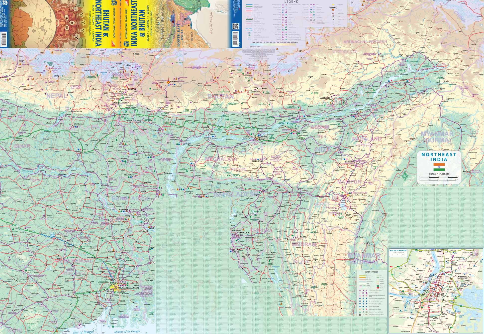 Bhutan and Northeast India Travel Reference Map - Image 3