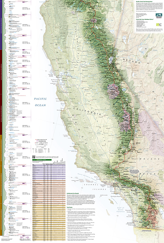 Pacific Crest Trail Overview and Planning Map - Back