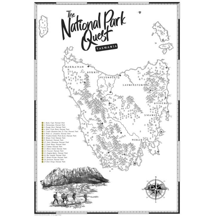 Tasmania National Park Quest Scratch Map