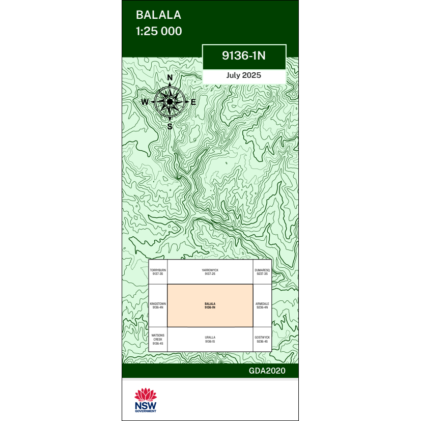 Balala 25k NSW Topo Map 9136-1N