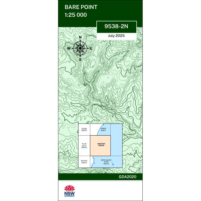 Bare Point 25k NSW Topo Map 9538-2N