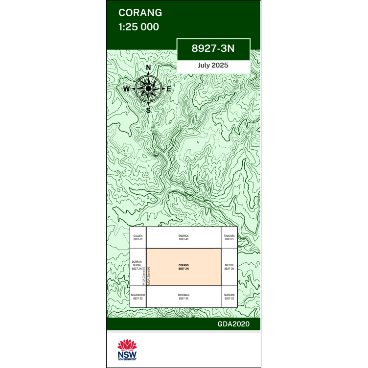 Corang 1:25k Topo Map
