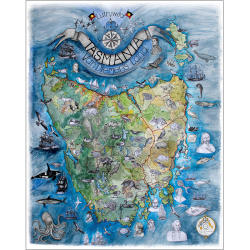 Tasmania Watercolour Map