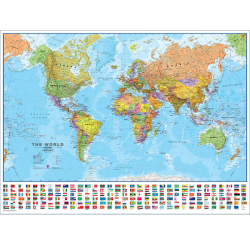 World Political Wall Map & Flags, Medium - Maps International