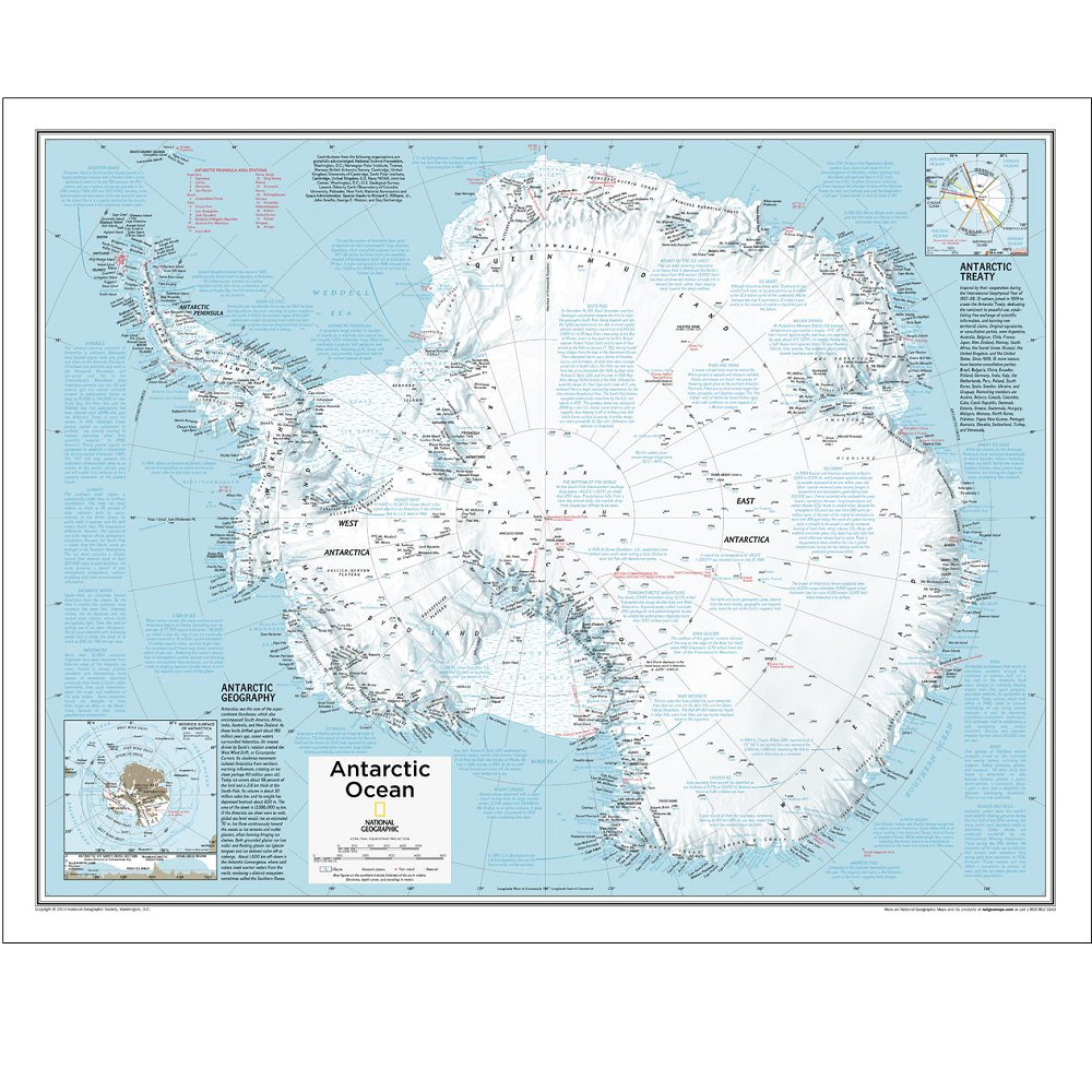Antarctic Ocean Wall Map