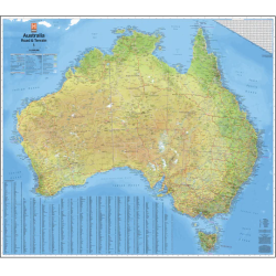 Australia Road & Terrain Map - Laminated in Tube