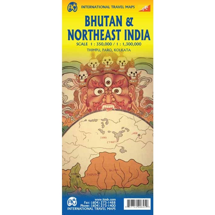Bhutan and Northeast India Travel Reference Map