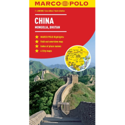 China, Mongolia, Bhutan Travel Map
