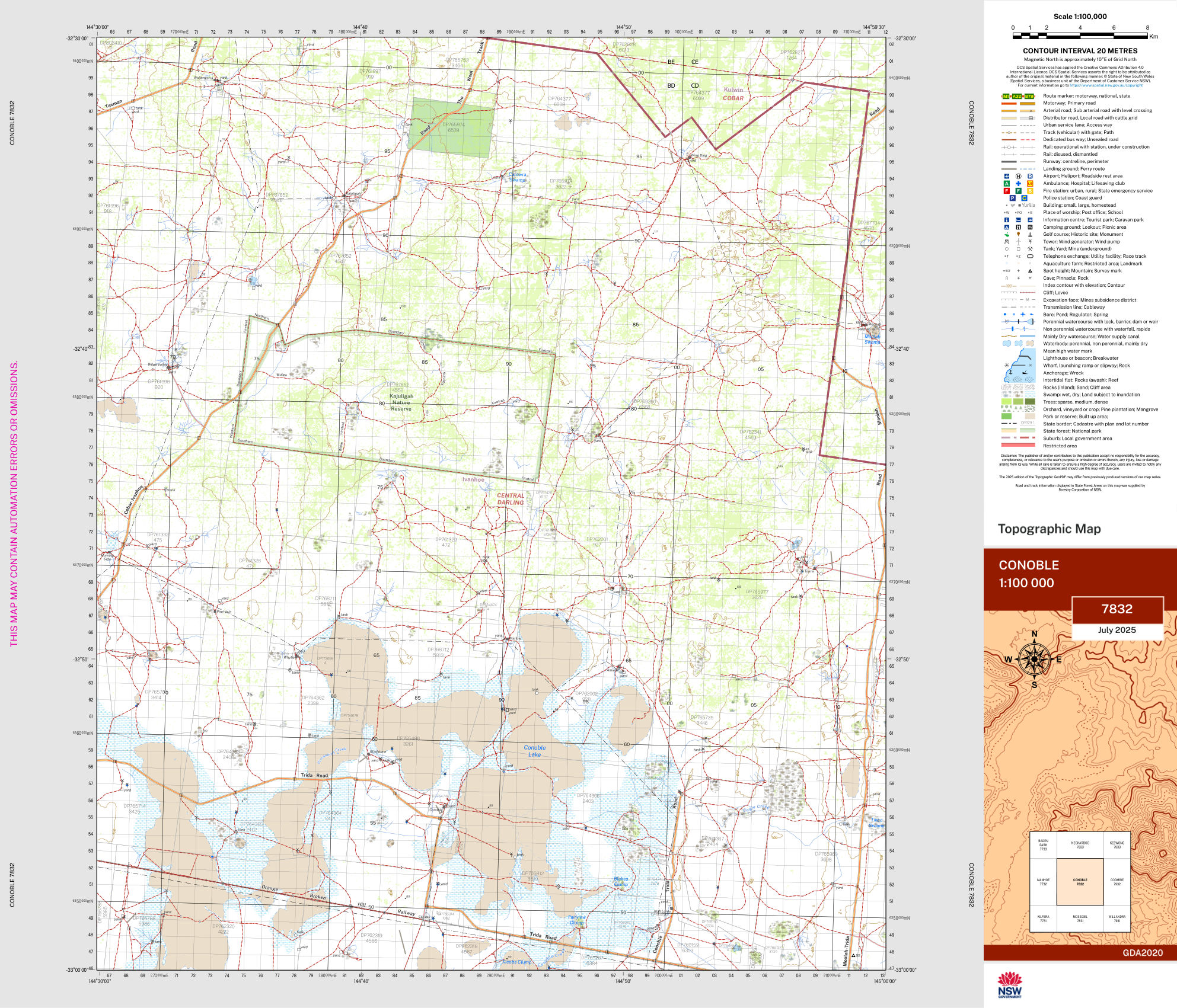 Conoble 100k NSW Topo Map 7832