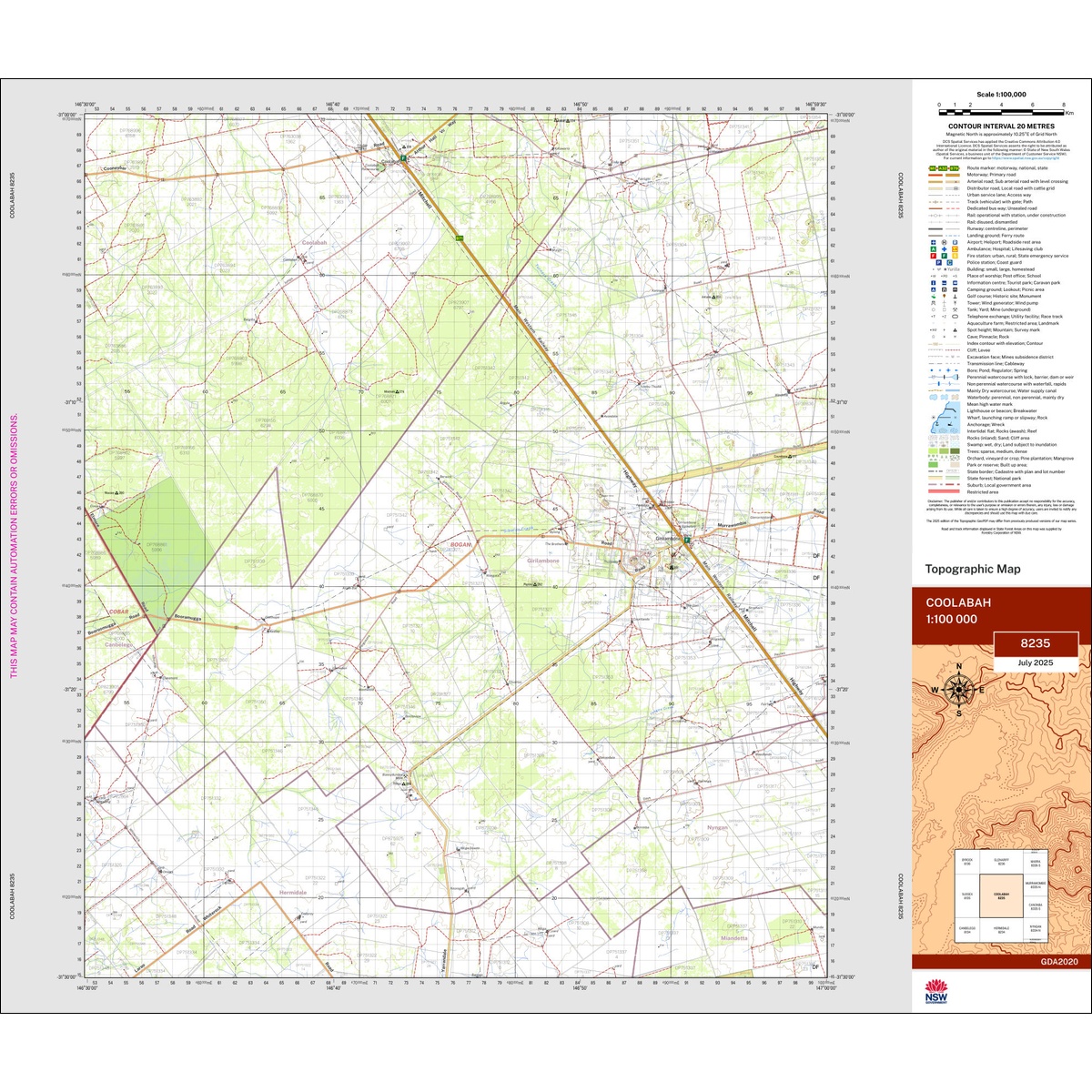 Coolabah 1:100k NSW Topo Map 8235