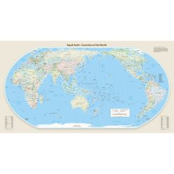 Equal Earth World Wall Map - Pacific Centred