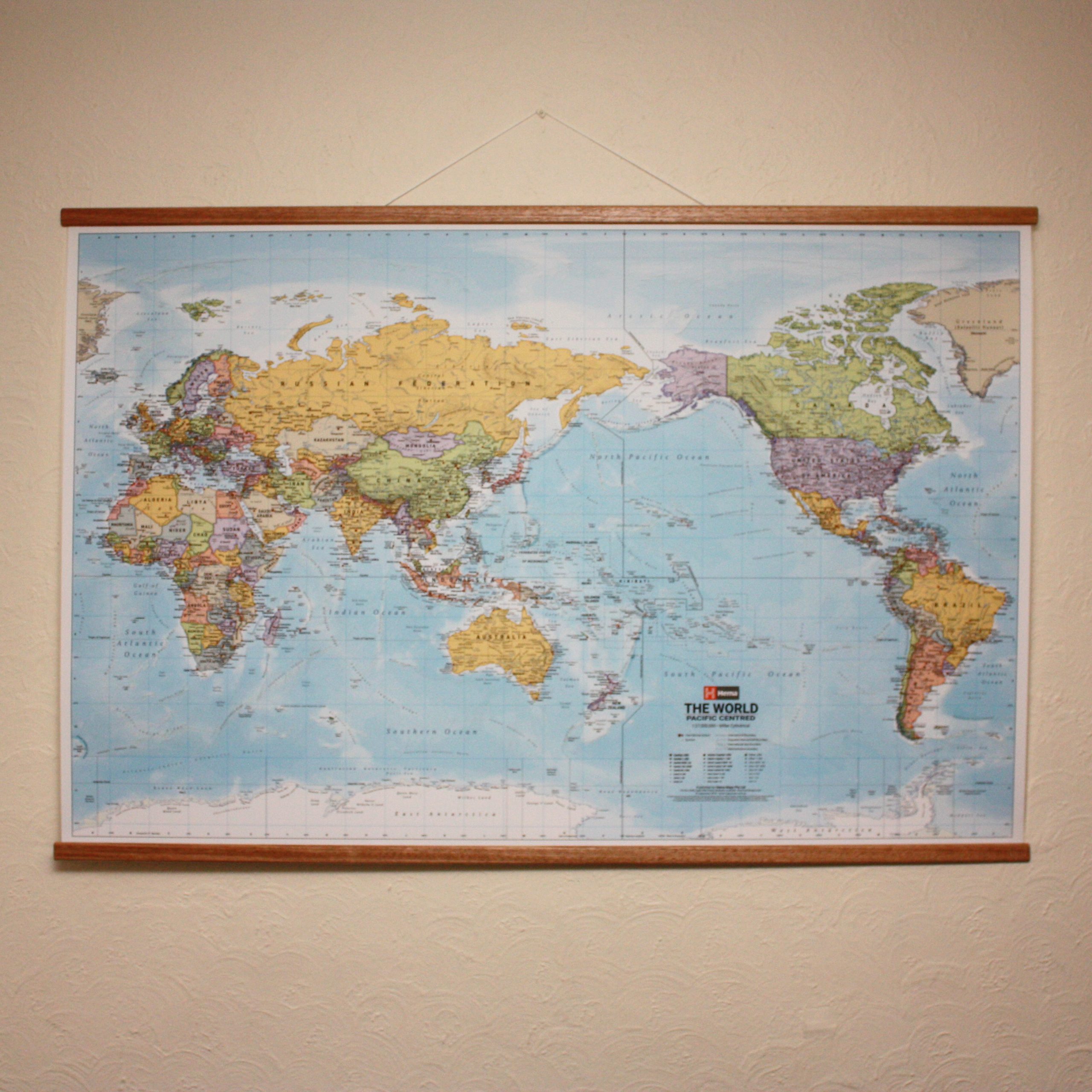 World Wall Super Map with Hanging Rails
