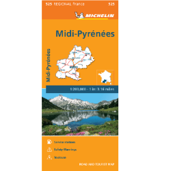 Midi-Pyrenees Regional France Map 525