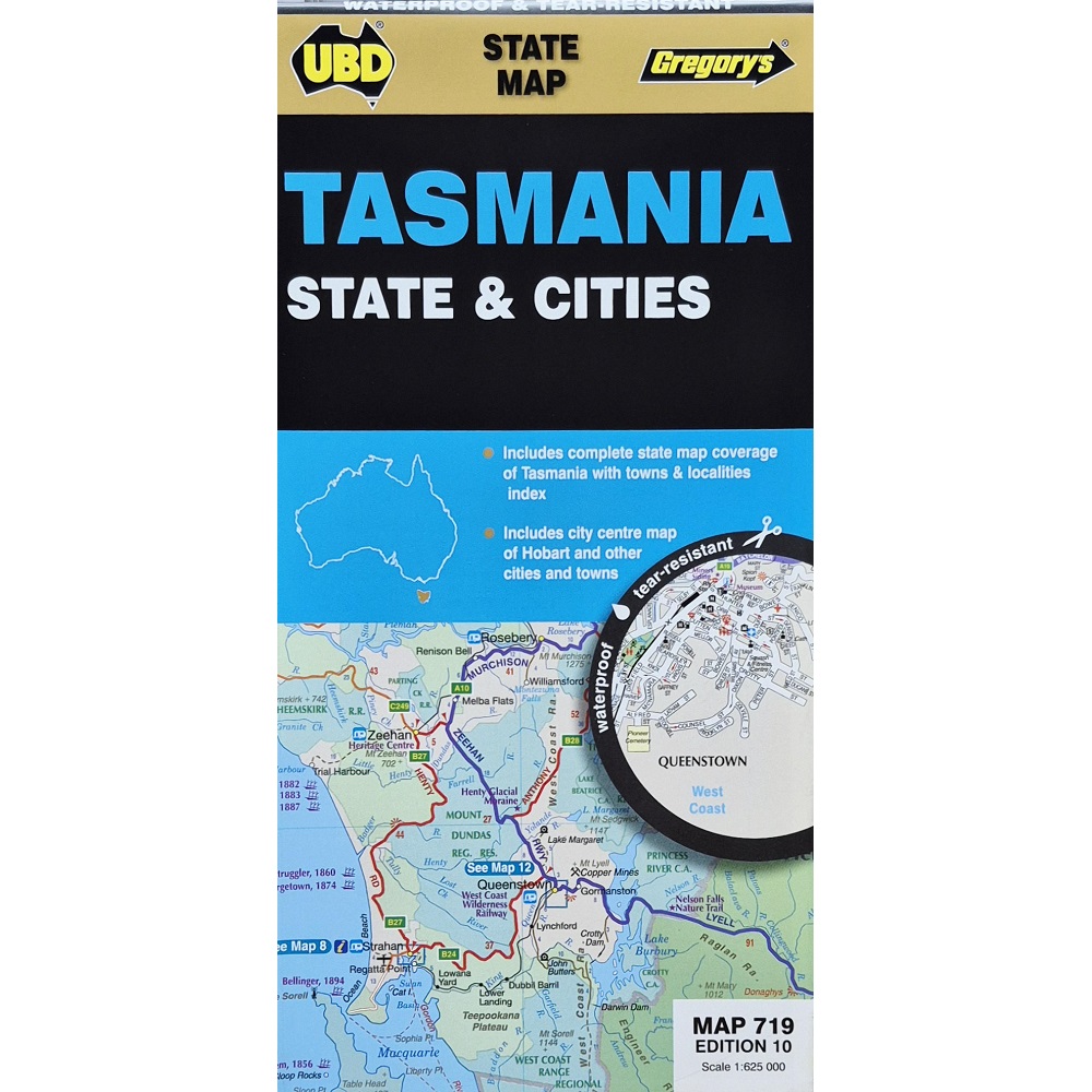 Tasmania State & Cities Road Map 719