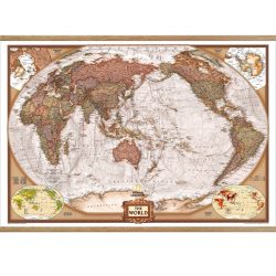 World Executive Wall Map, Pacific Centred 185 x 122cm on Hangers