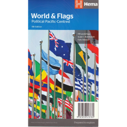 World & Flags Political Map, Pacific Centred