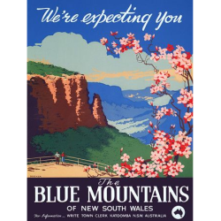 Blue Mountains Vintage Travel Print
