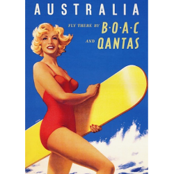 Australia Surfer Vintage Travel Print