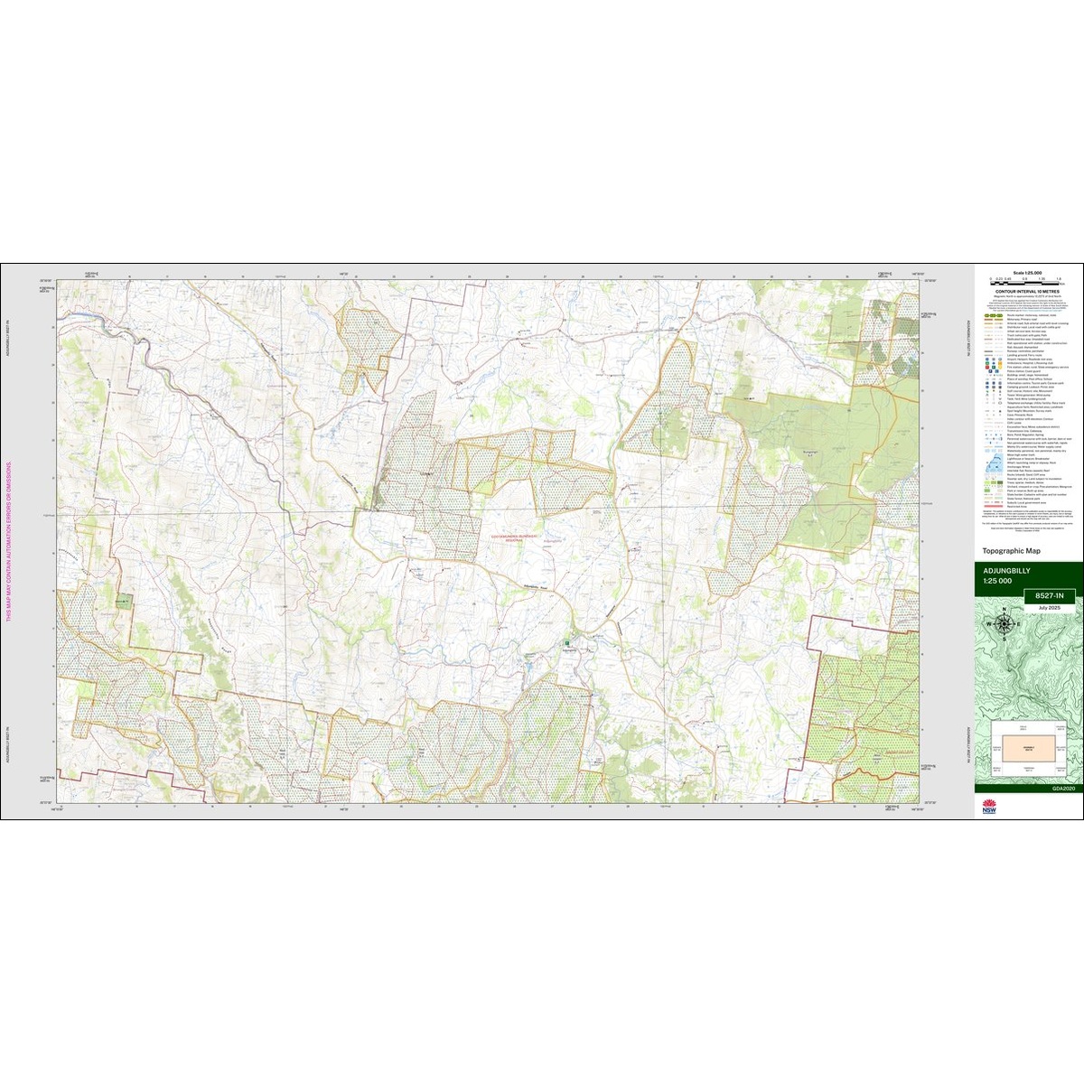 Adjungbilly 1:25k NSW Topo Map 8527-1N