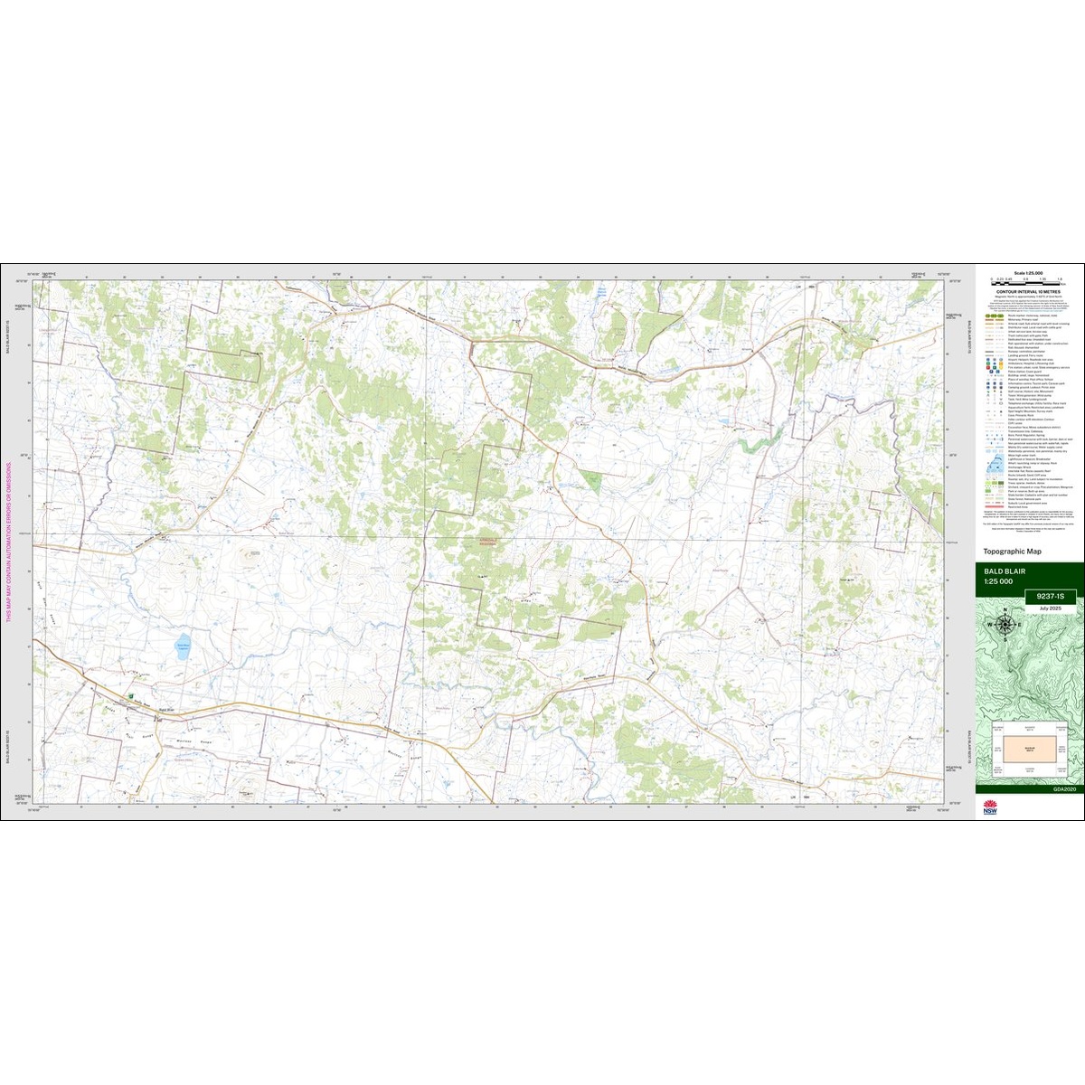Bald Blair 1:25k NSW Topo Map 9237-1S