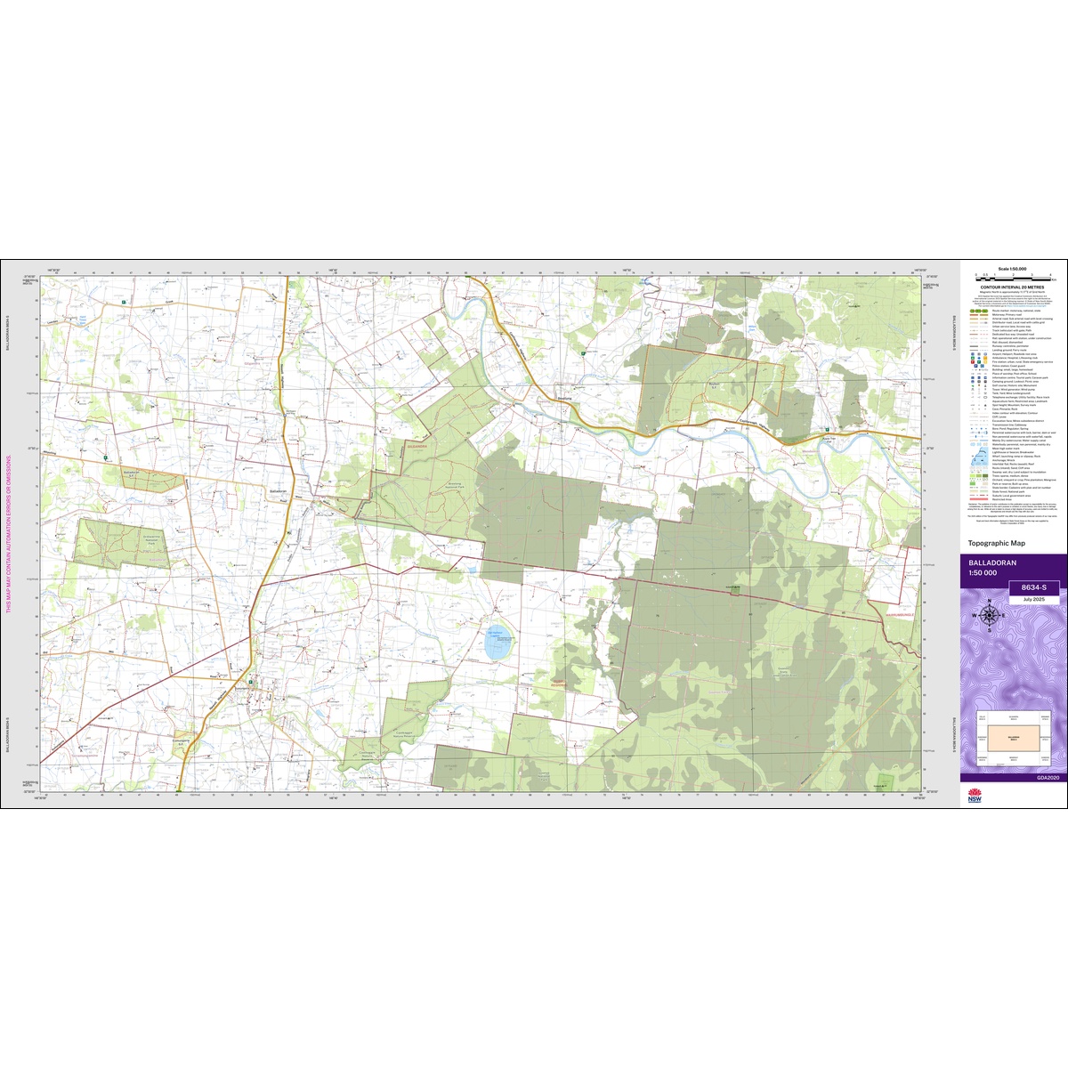 Balladoran 1:50k NSW Topo Map 8634-S