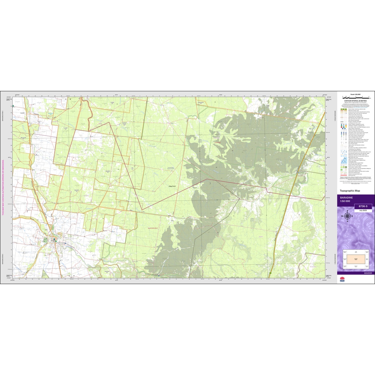 Baradine 1:50k NSW Topo Map 8736-S