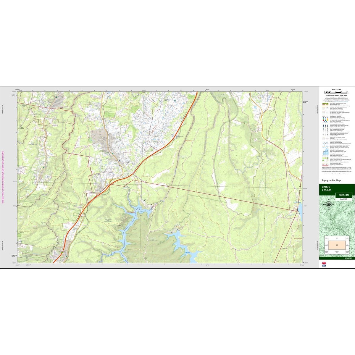 Bargo 1:25k NSW Topo Map 9029-3N