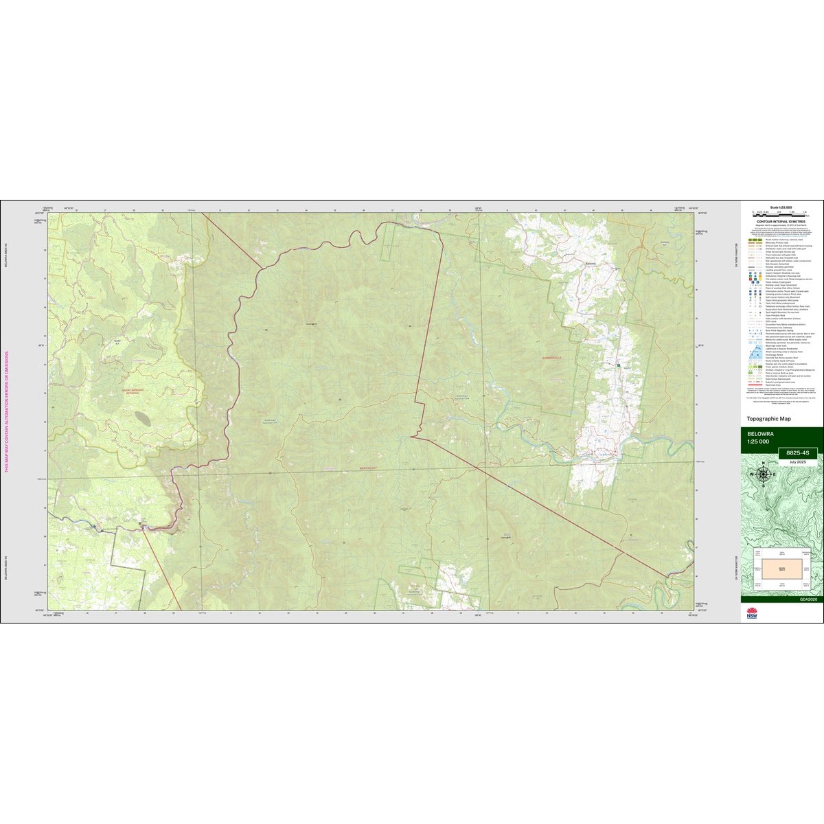 Belowra 1:25k NSW Topo Map 8825-4S