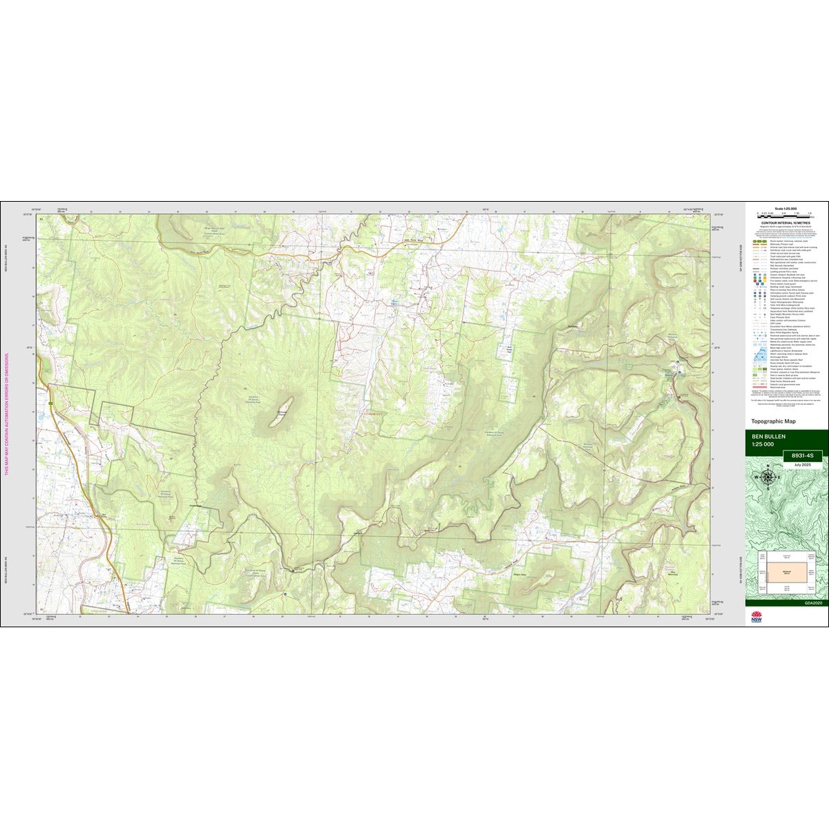 Ben Bullen 1:25k NSW Topo Map 8931-4S
